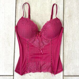 Vintage 2000s hot pink spaghetti strap semi sheer corset top